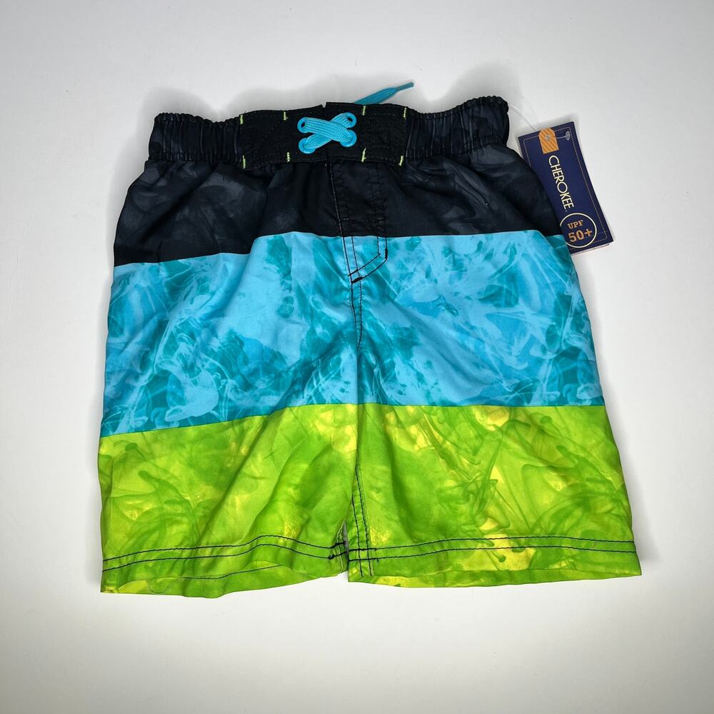 Cherokee Swim Trunks Striped Adjustable Lined New XS